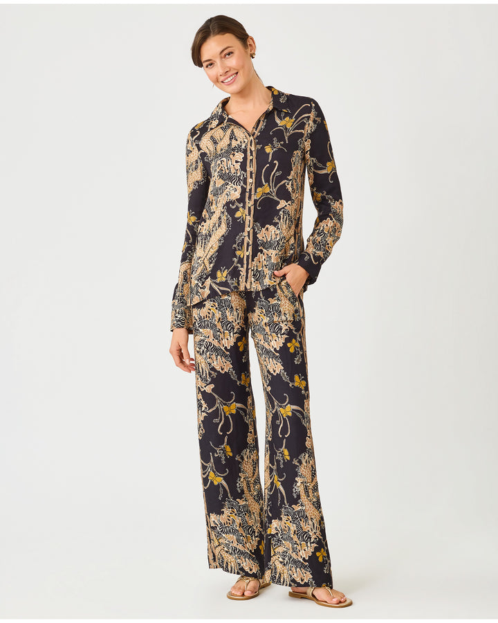 Vianna High Rise Palazzo - Onyx Striped Safari