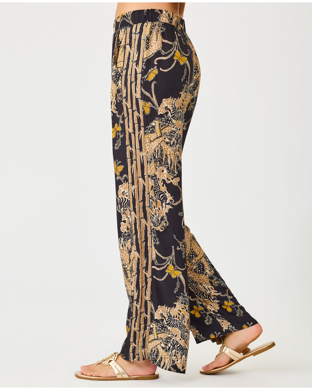 Vianna High Rise Palazzo - Onyx Striped Safari
