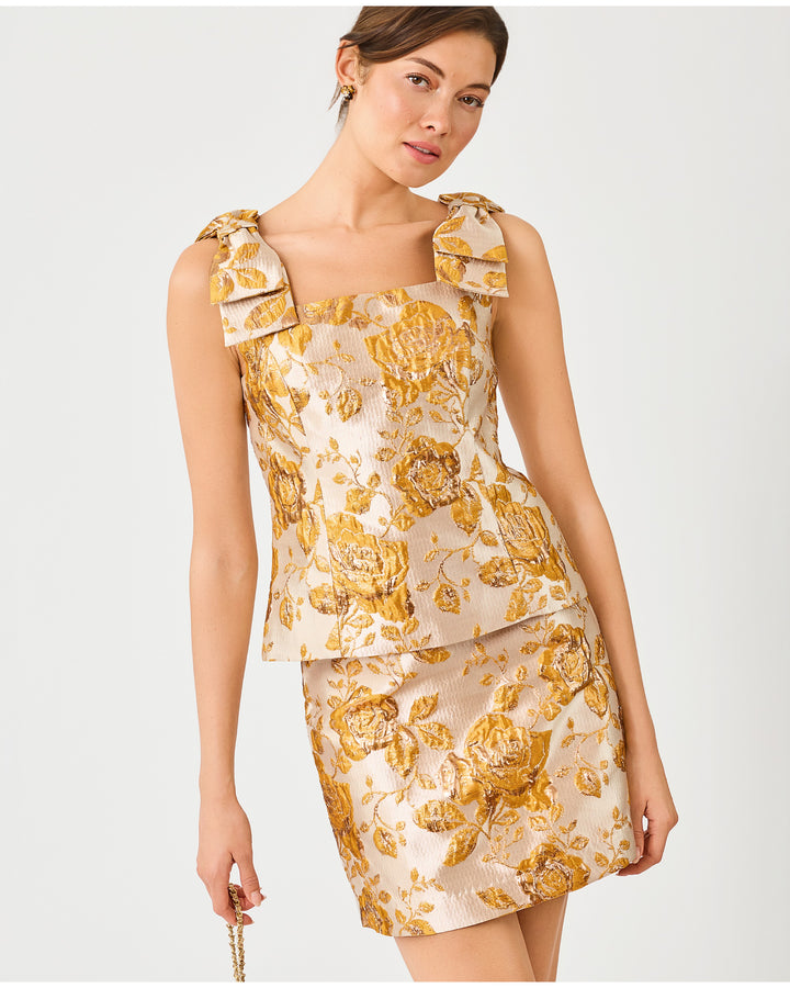 Paily Brocade Top - Begonia Gold in Full Bloom