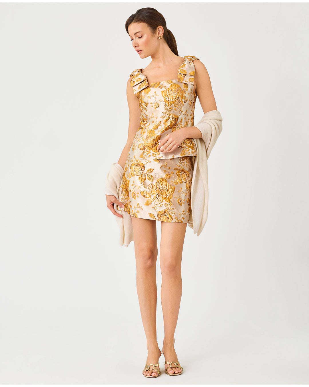 Paily Brocade Top - Begonia Gold in Full Bloom