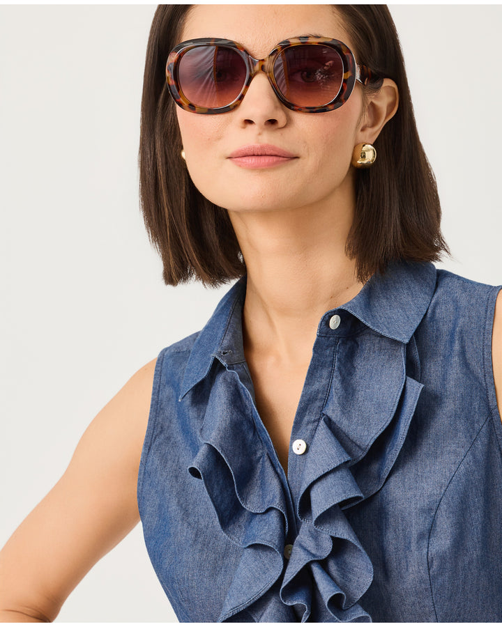 Fenly Sleeveless Top - Indigo Chambray