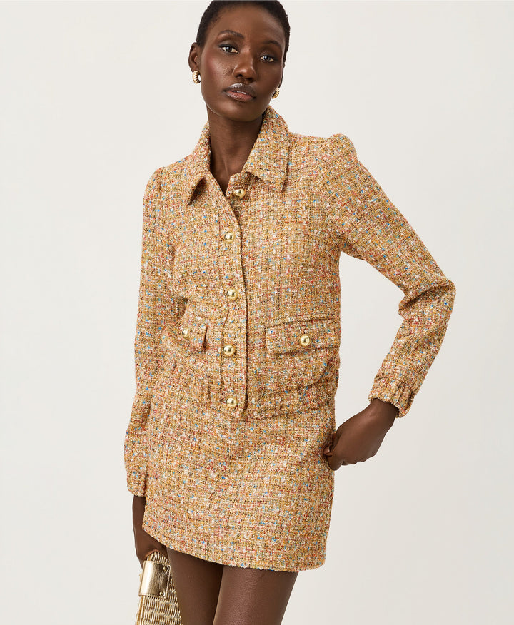 Gwynnie Boucle Jacket - Iced Latte Golden