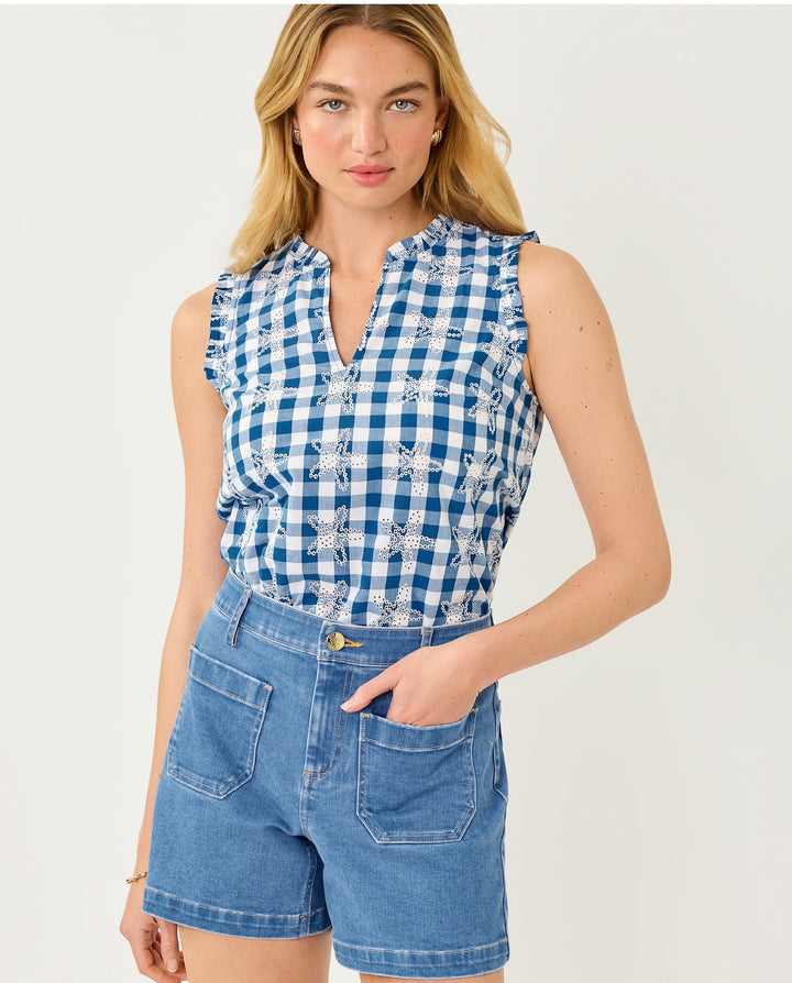 Kavalla Sleeveless Ruffle Top - Starlight Navy Starfishing