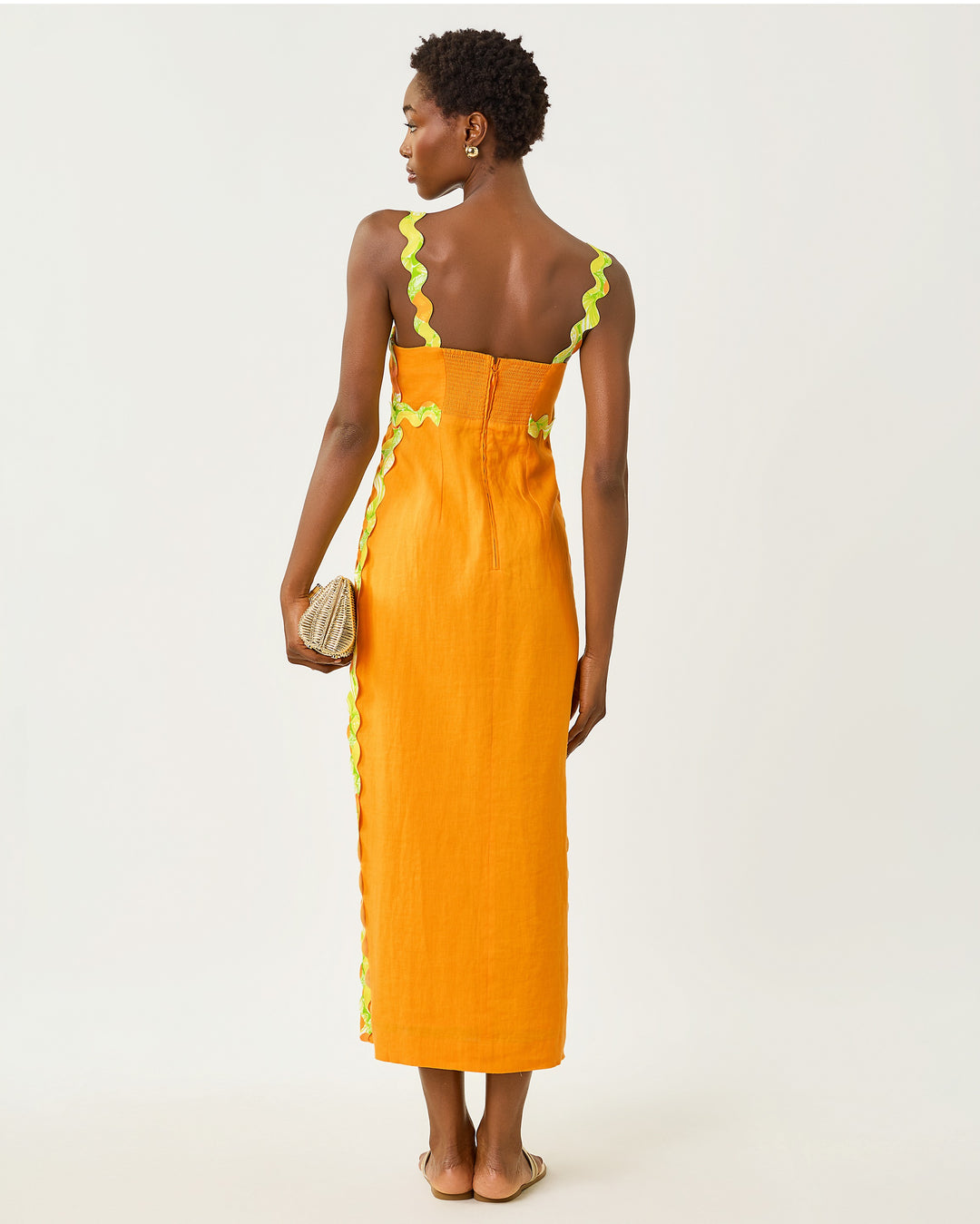 Mikayla Linen Midi Dress - Citrus Cooler