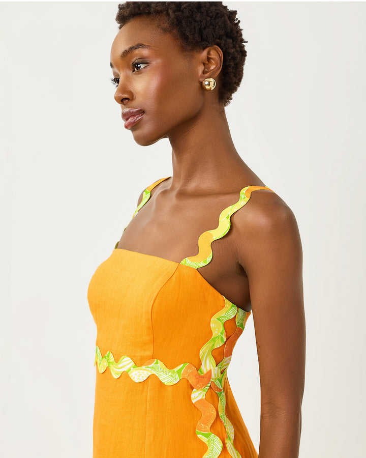 Mikayla Linen Midi Dress - Citrus Cooler