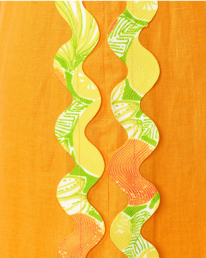 Mikayla Linen Midi Dress - Citrus Cooler