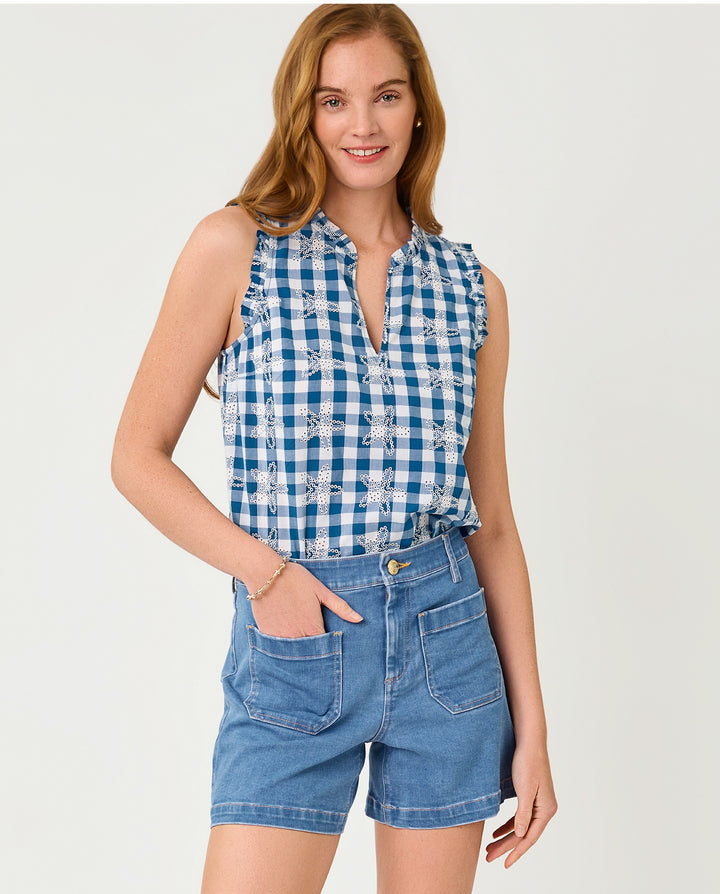 Kavalla Sleeveless Ruffle Top - Starlight Navy Starfishing