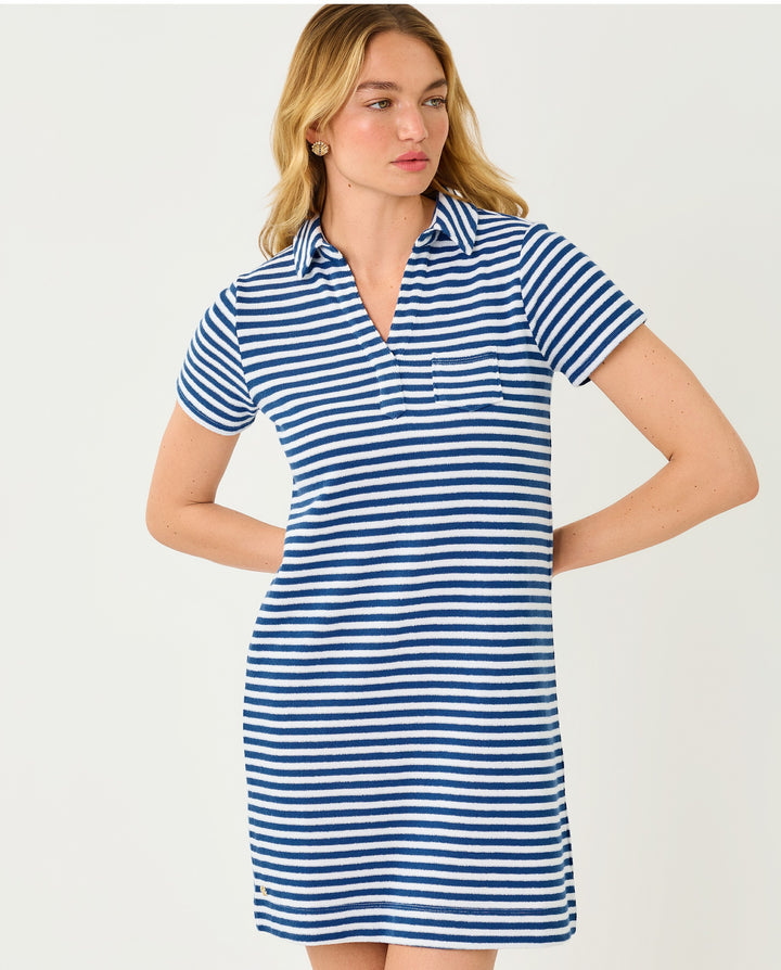Dune Short Sleeve Dress - Starlight Navy St Tropez Stripe