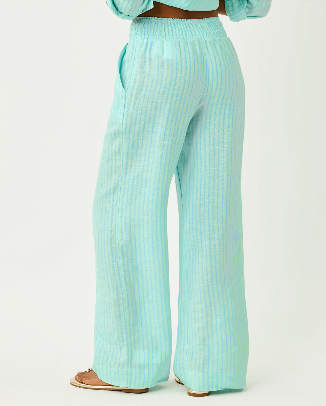 Mirabella Linen Palazzo Pant - Mint Condition X Capri Blue