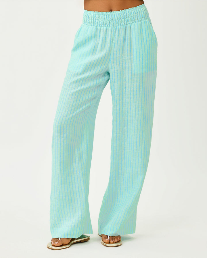 Mirabella Linen Palazzo Pant - Mint Condition X Capri Blue