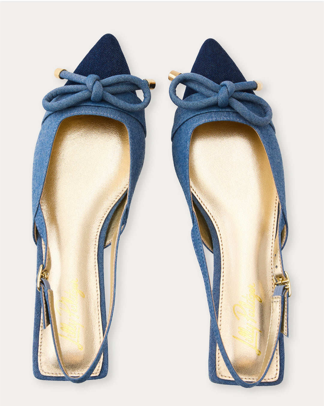 Brit Denim Bow Slingback - Light Wash
