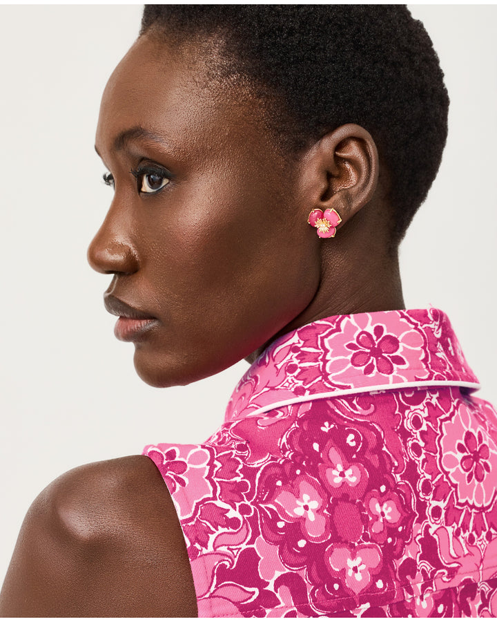 Camouflage Catwalk Earring - Pink Aster