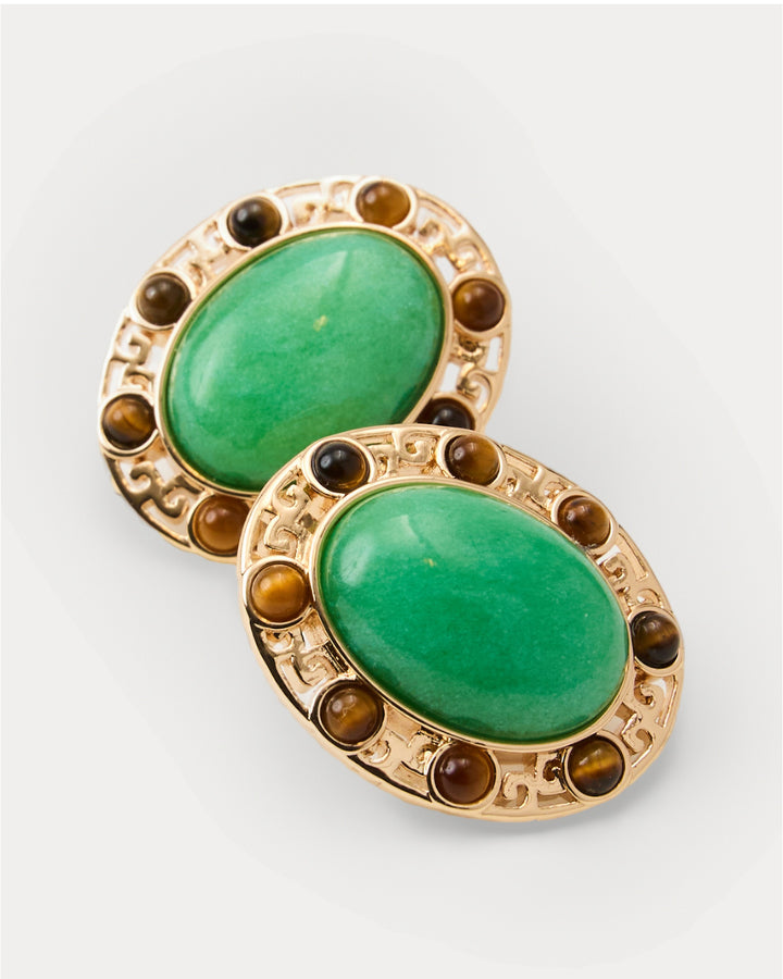Via Palm Earrings - Chateau Green