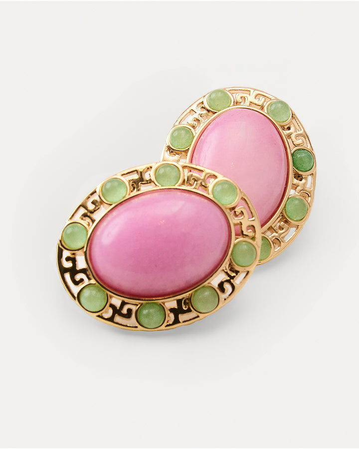 Via Palm Earrings - Oleander Pink