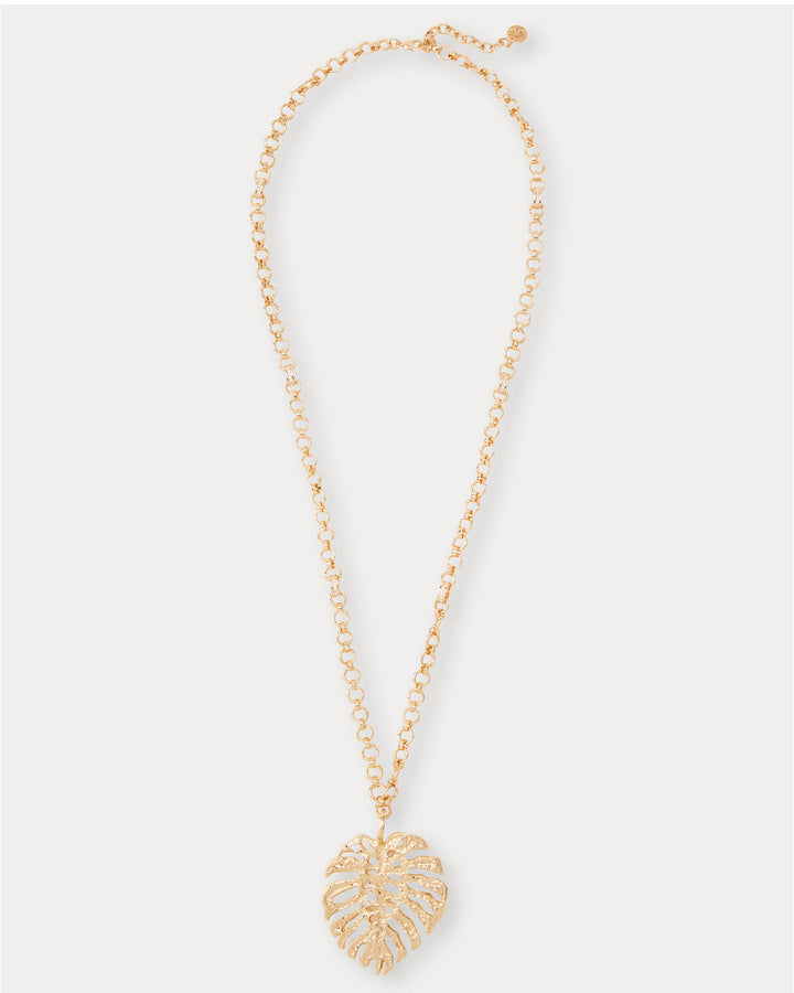 Hide And Leaf Necklace - Gold Metallic