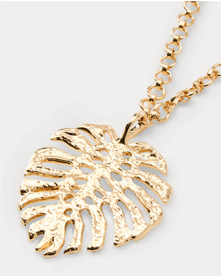 Hide And Leaf Necklace - Gold Metallic