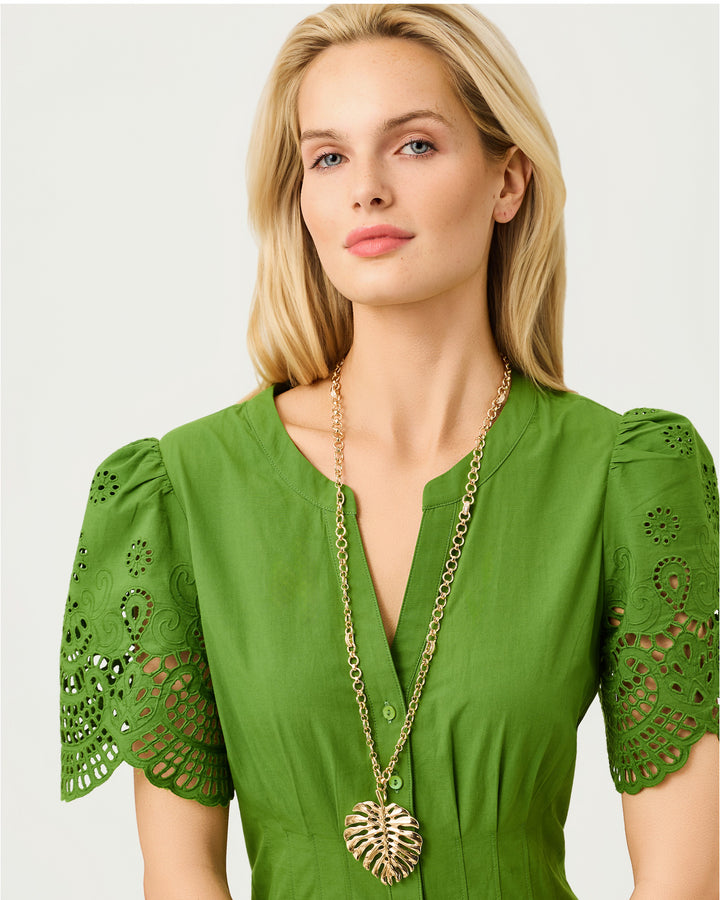 Hide And Leaf Necklace - Gold Metallic