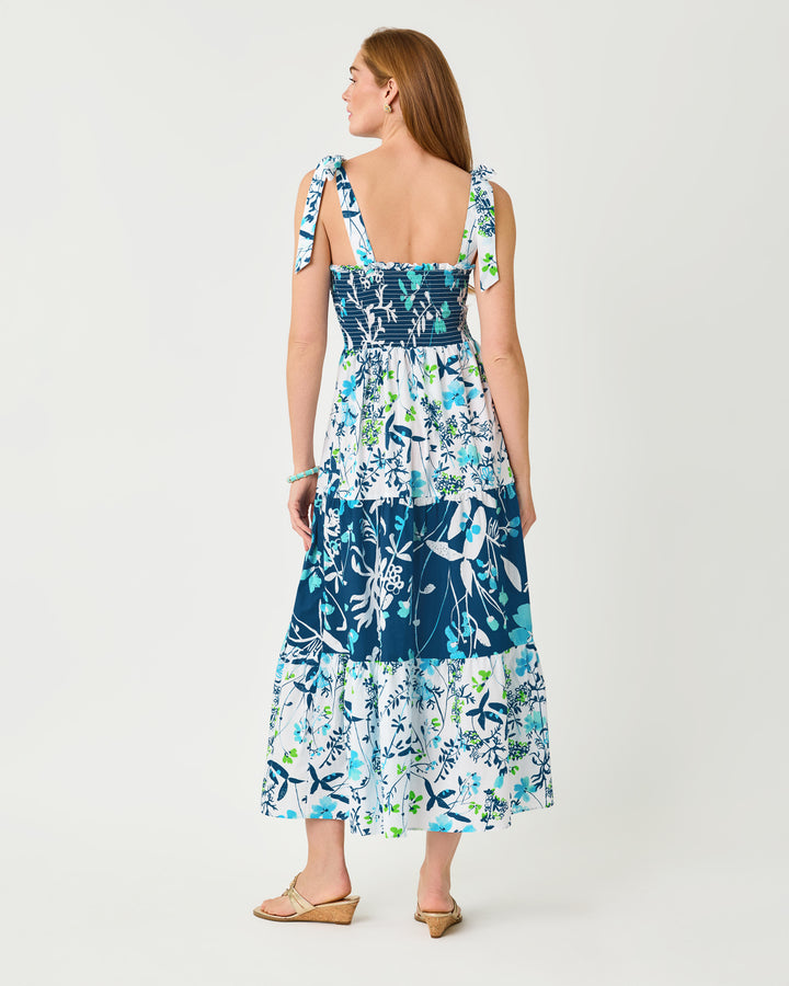 Athyn Smocked Maxi Dress - Resort White Sea Blooms