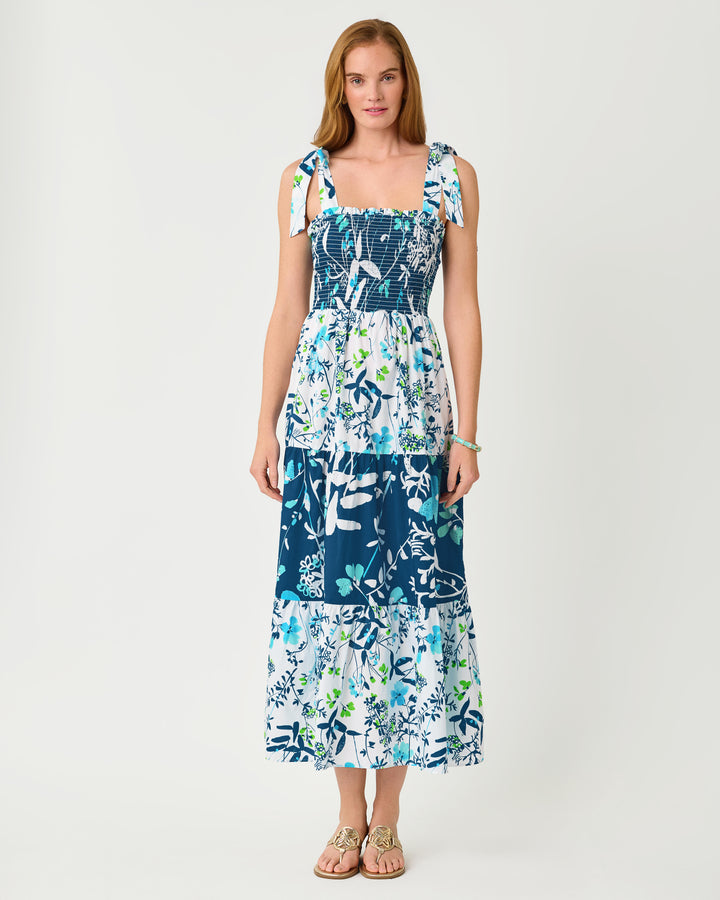 Athyn Smocked Maxi Dress - Resort White Sea Blooms