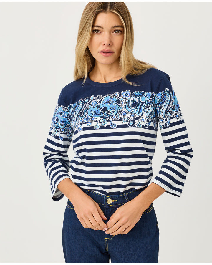 Clairmont 3/4 Sleeved Knit Top - Low Tide Navy The Casbah