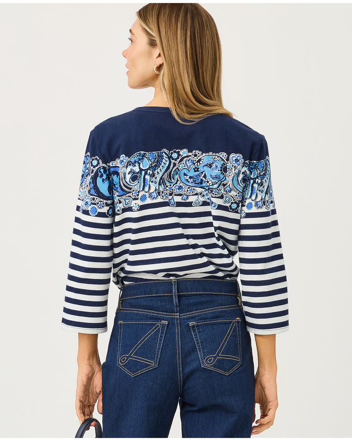 Clairmont 3/4 Sleeved Knit Top - Low Tide Navy The Casbah
