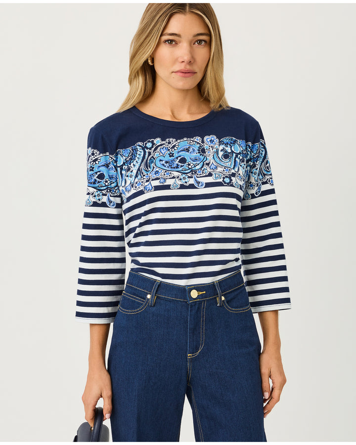 Clairmont 3/4 Sleeved Knit Top - Low Tide Navy The Casbah