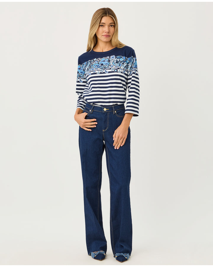 Clairmont 3/4 Sleeved Knit Top - Low Tide Navy The Casbah