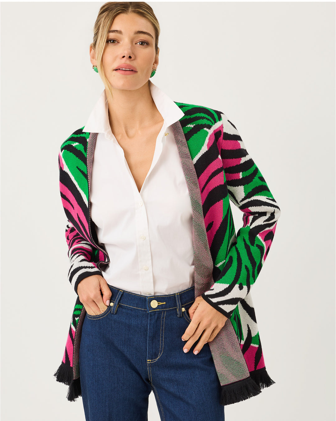 Noble Jacquard Cardigan - Coconut Oversized