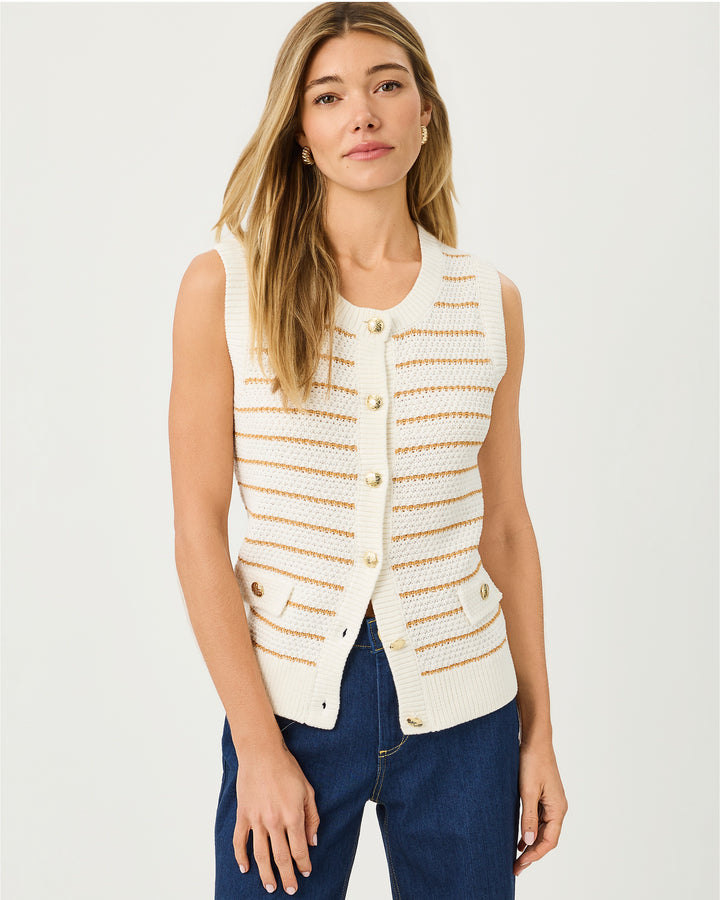 Shayna Sweater Vest - Coconut Palm Tree Stripe
