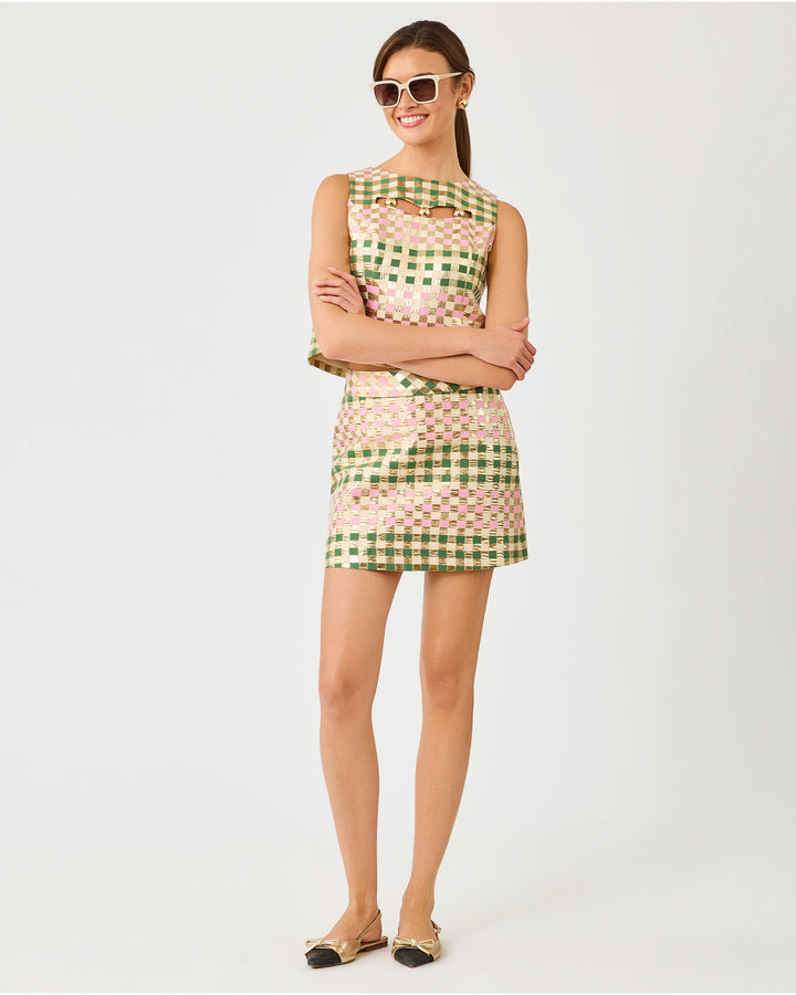 Sarissa Mini Skirt - Oregano Golden Gingham