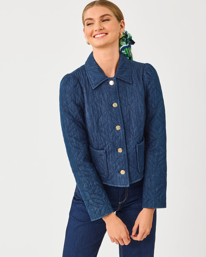 Peyser Quilted Denim Jacket - Dark Wash Butterfly