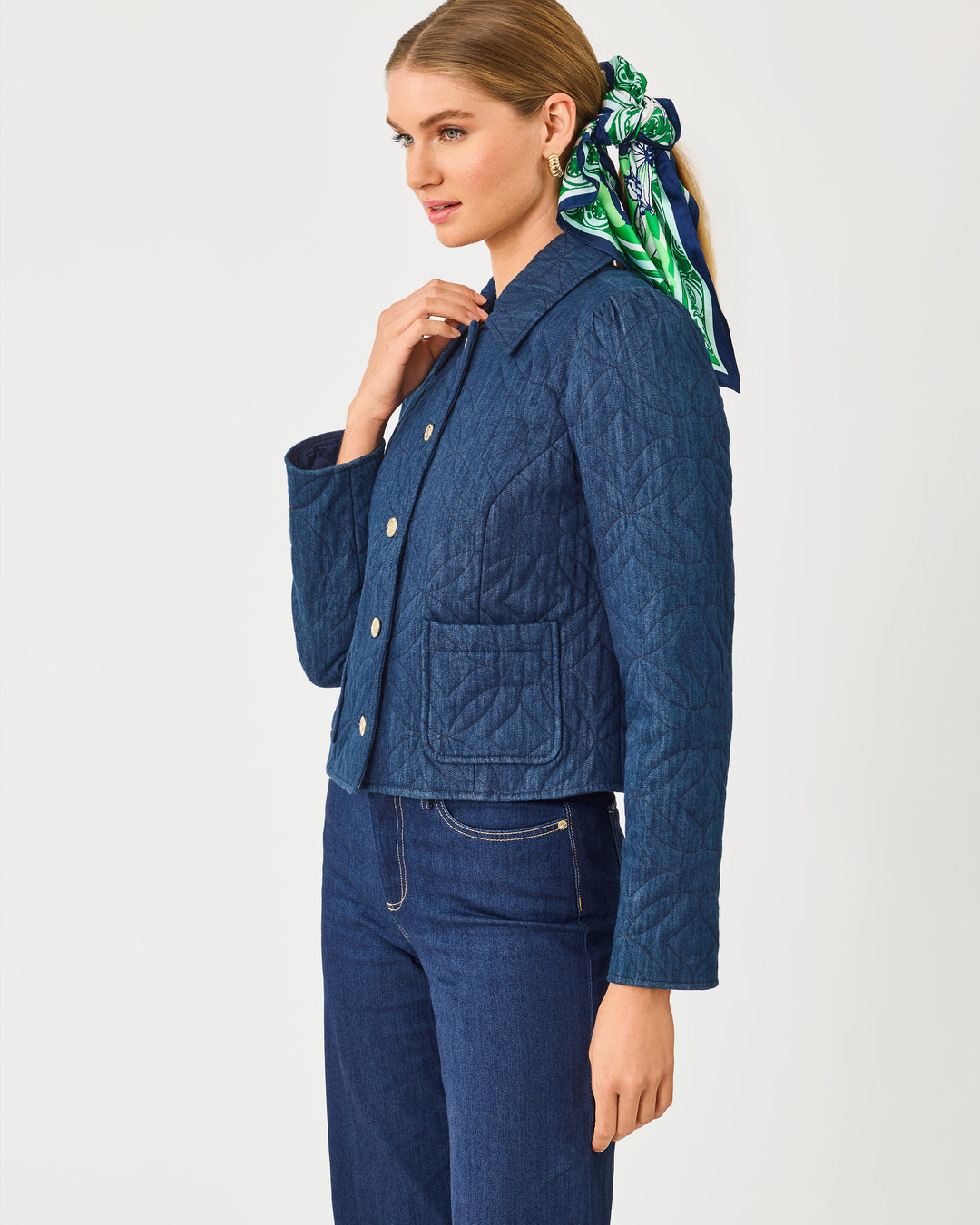 Peyser Quilted Denim Jacket - Dark Wash Butterfly