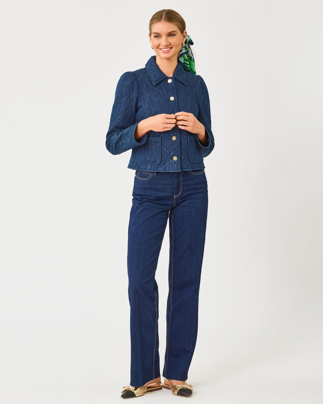 Peyser Quilted Denim Jacket - Dark Wash Butterfly