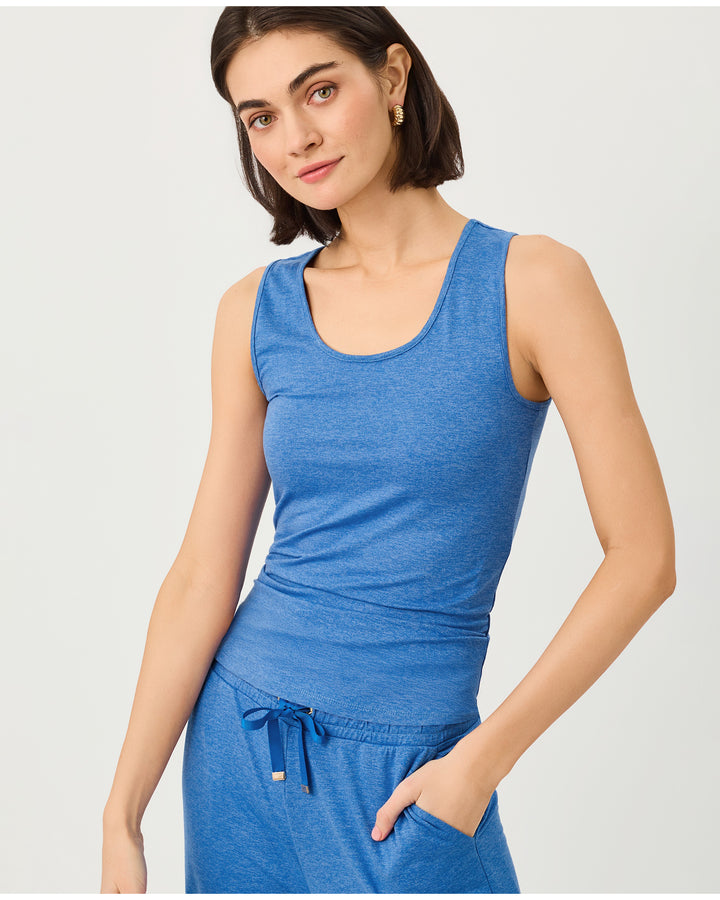 Marsaille Scoop Neck Tank - Heathered Merriweather Blue