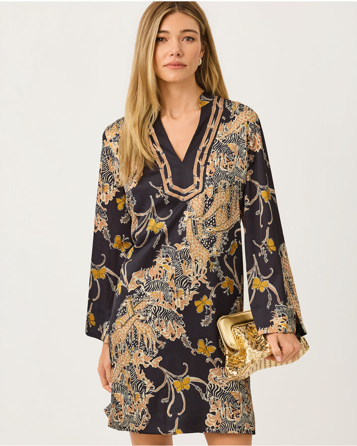 Irella Caftan Dress - Onyx Striped Safari