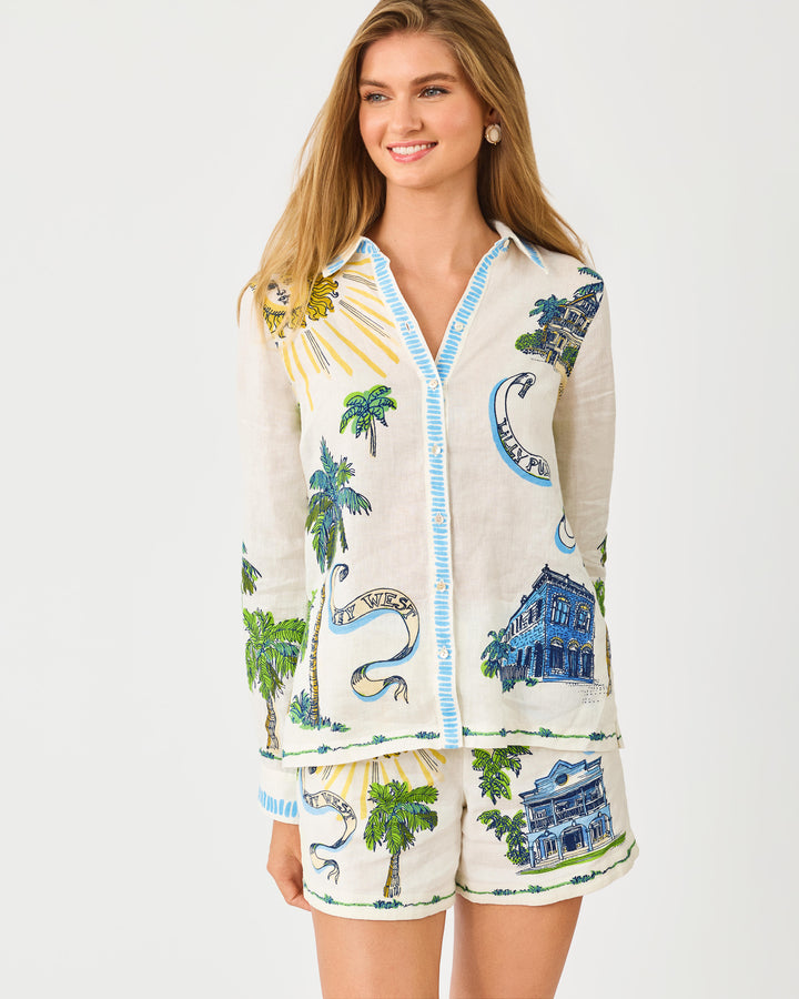 Croix Linen Short - Coconut Key West Toile