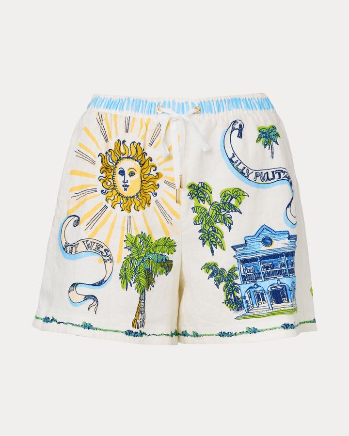 Croix Linen Short - Coconut Key West Toile