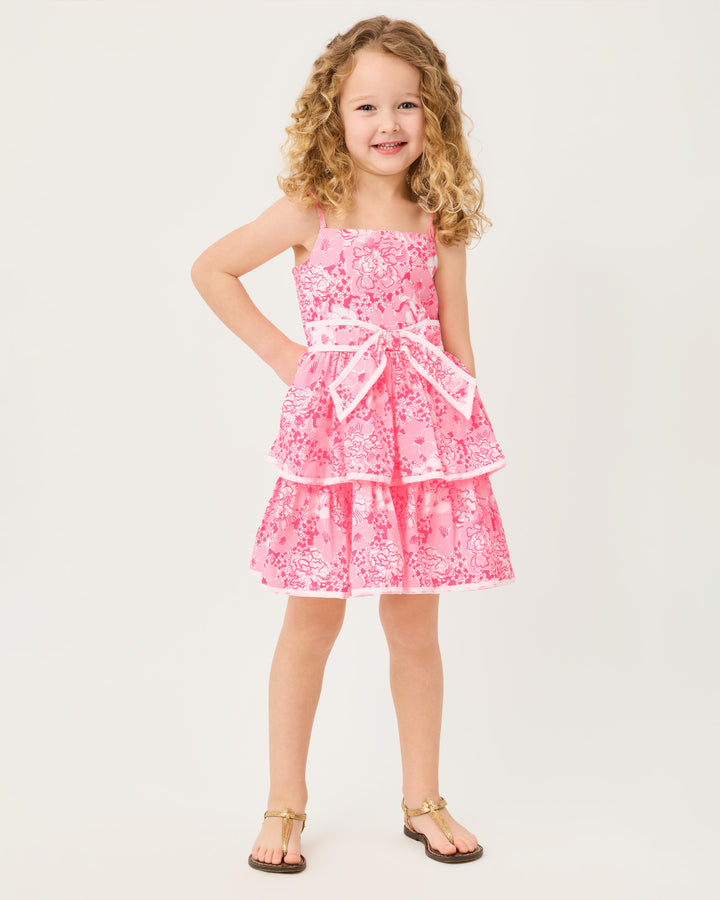 Girls Ambie Ruffle Dress - Conch Shell Pink Burst of Joy