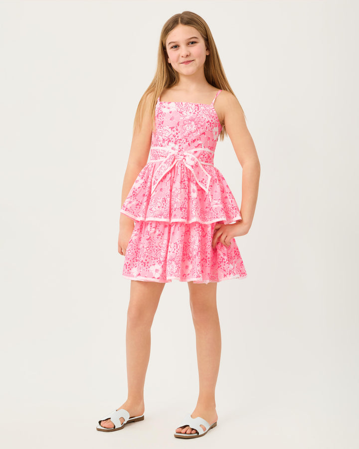 Girls Ambie Ruffle Dress - Conch Shell Pink Burst of Joy