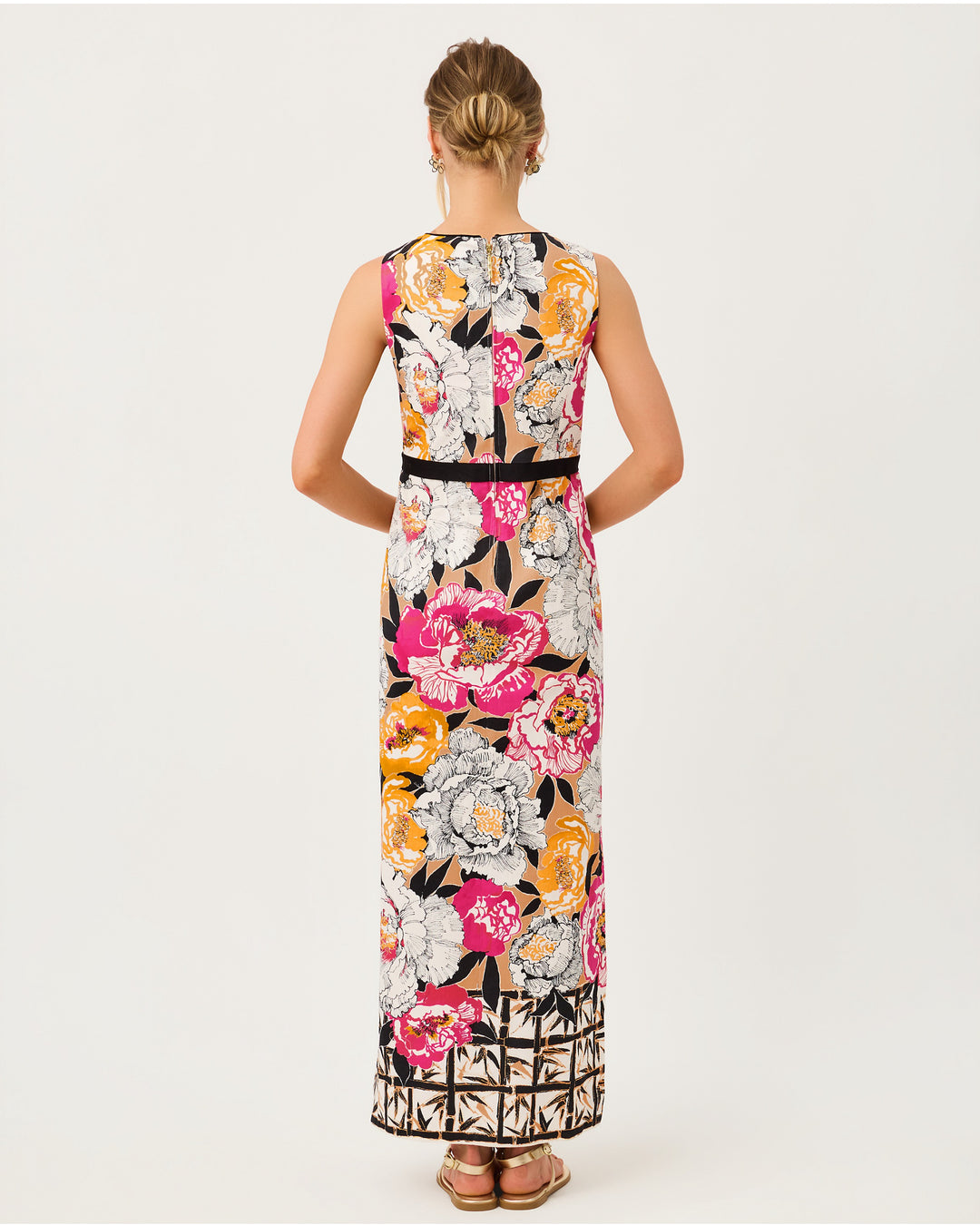 Saybine Stretch Maxi Shift Dress - Iced Latte Peony