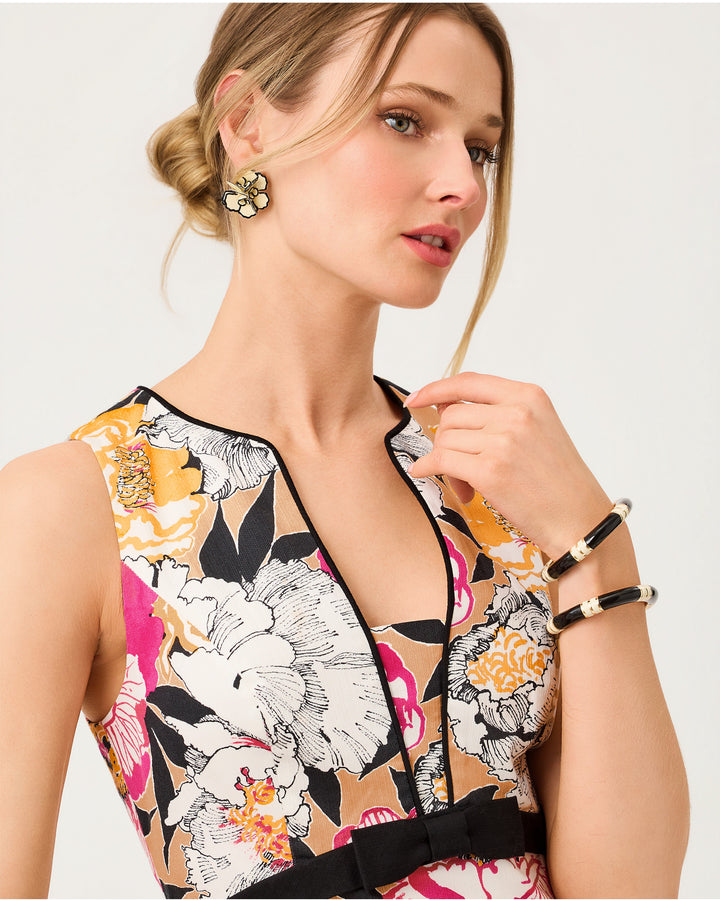 Saybine Stretch Maxi Shift Dress - Iced Latte Peony