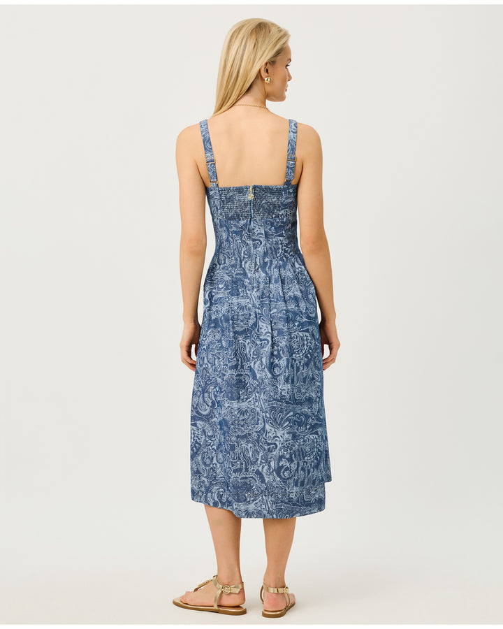 Calloway Midi Dress - Indigo All Day Chambray Paisley Parade