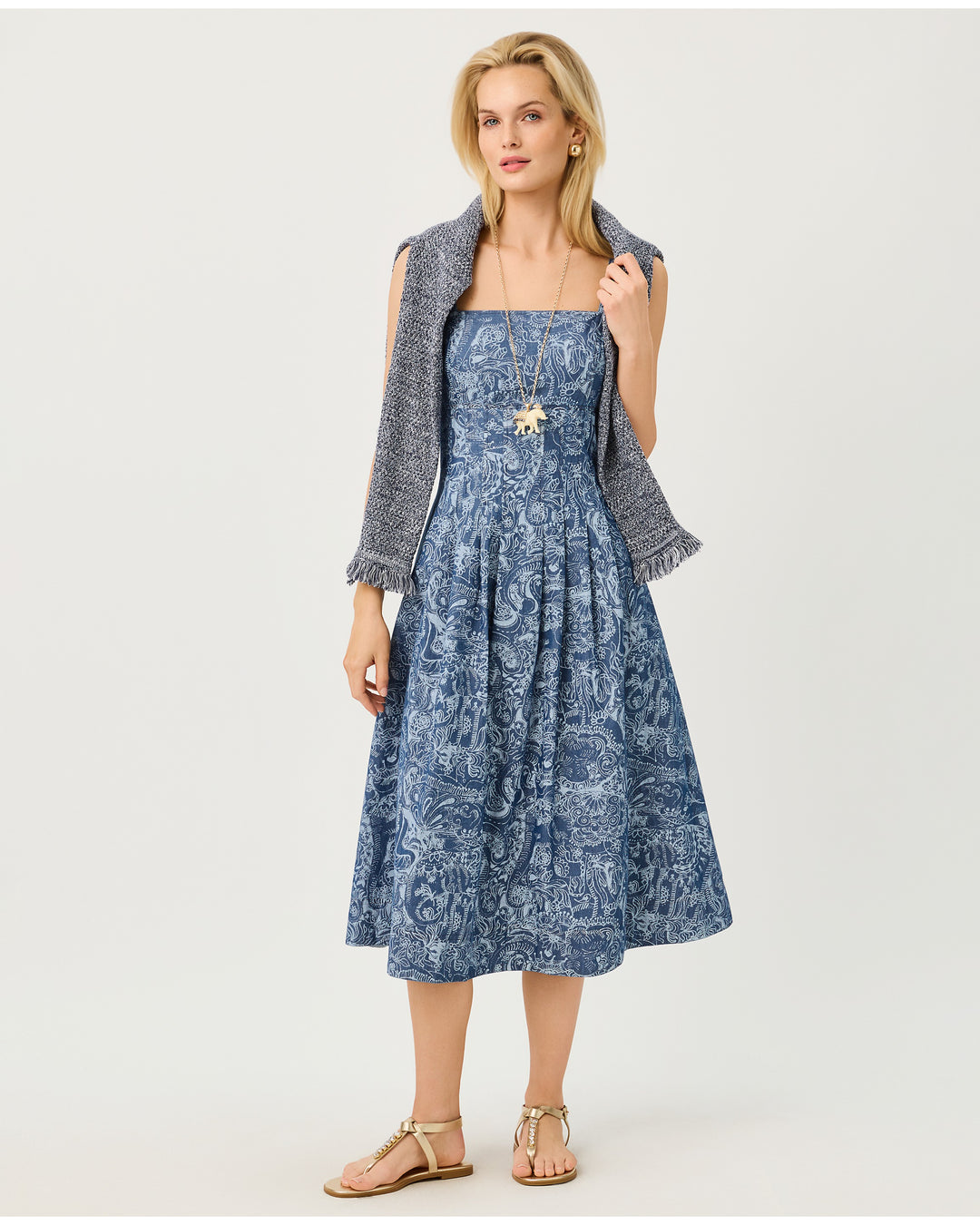 Calloway Midi Dress - Indigo All Day Chambray Paisley Parade