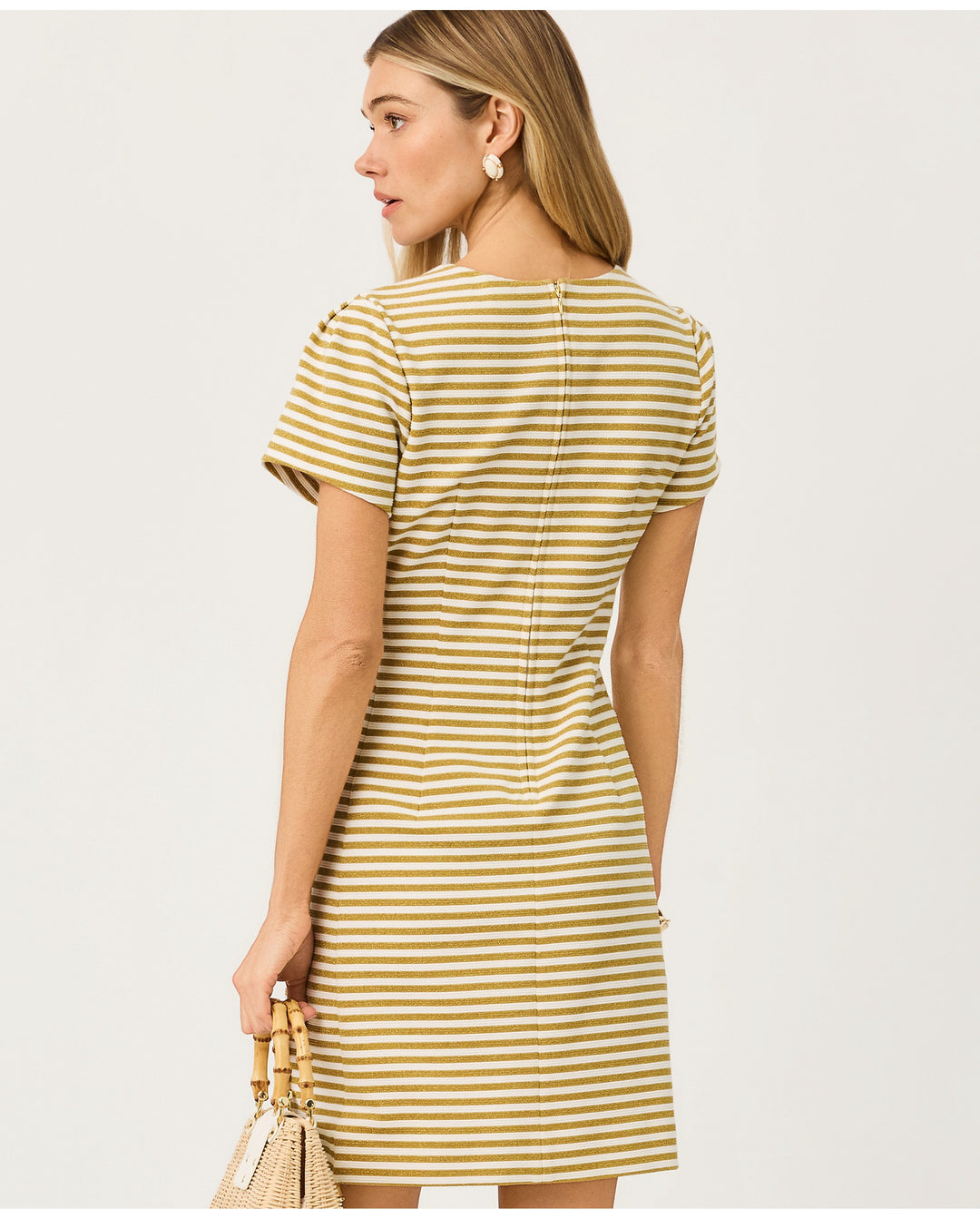 Fallon Dress - Gold Metallic Ottoman Stripe