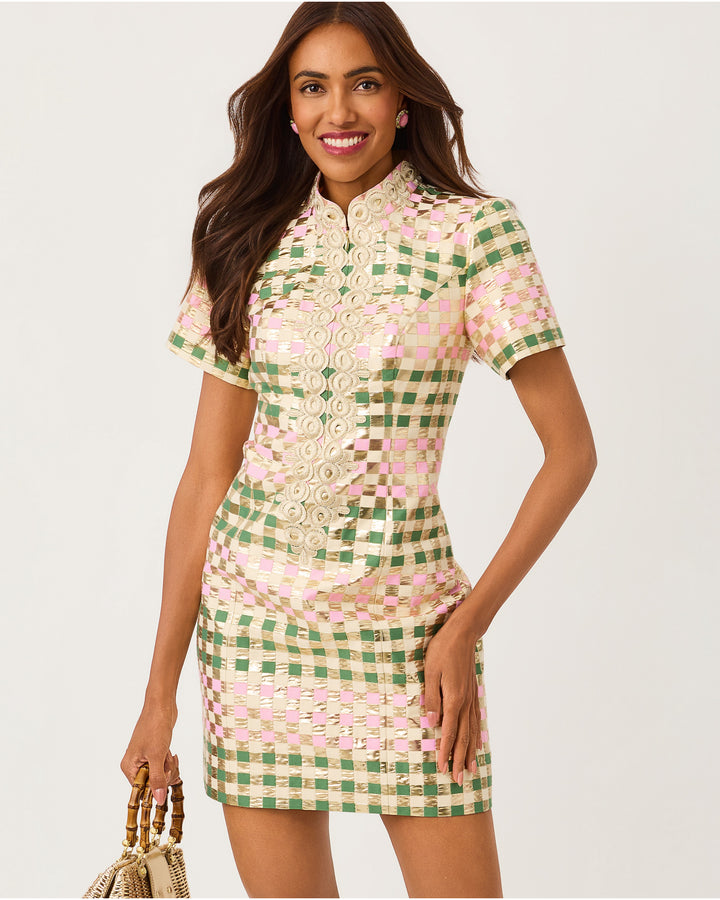 Carty Jacquard Shift Dress - Oregano Golden