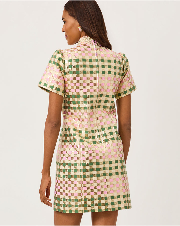Carty Jacquard Shift Dress - Oregano Golden