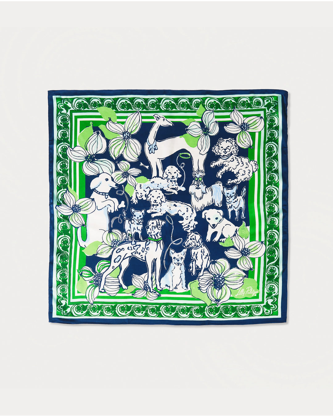 Poinciana Silk Scarf -  Low Tide Navy Canine Couture