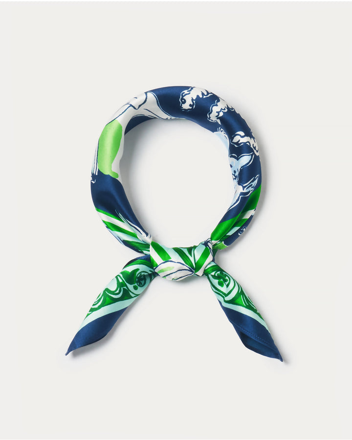 Poinciana Silk Scarf -  Low Tide Navy Canine Couture