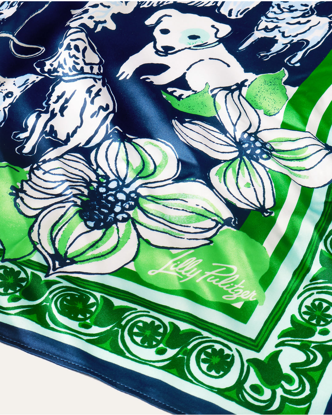 Poinciana Silk Scarf -  Low Tide Navy Canine Couture