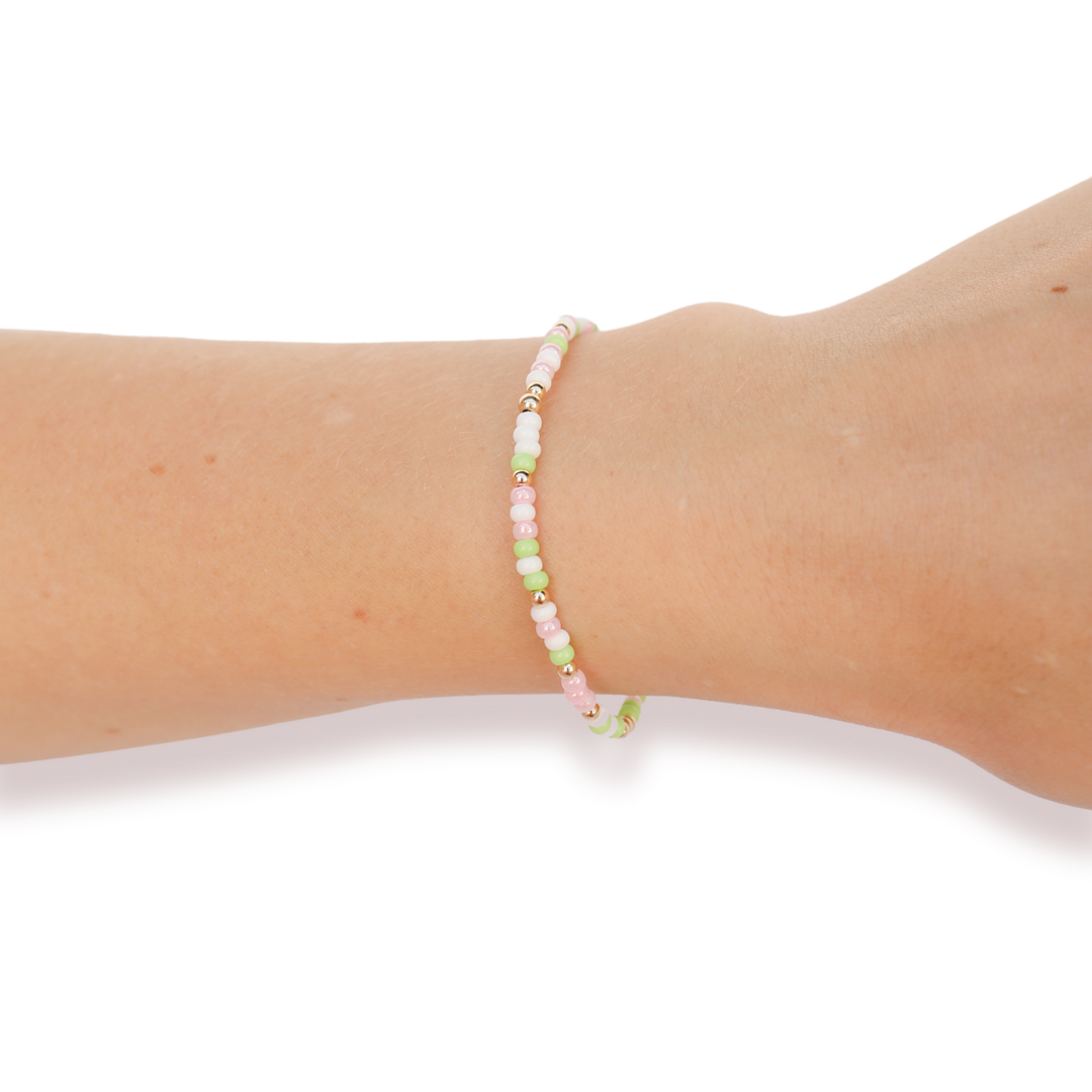 Sprinkle Bracelet in Pastel Green, Pink & White